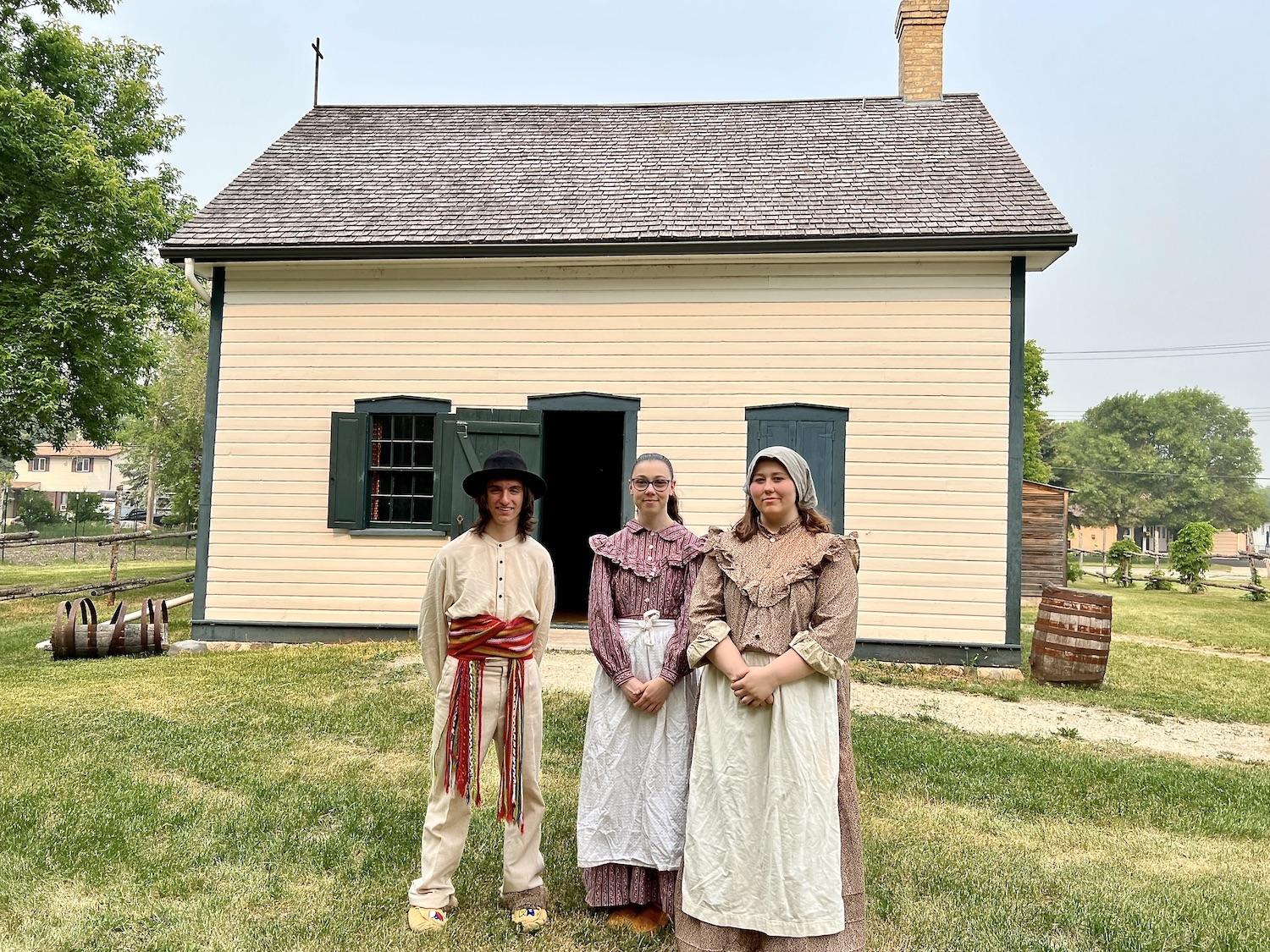 Riel House National Historic Site staff Nathan d'Eschambault, Maxine Lavitt and Gabrielle LaPlume.