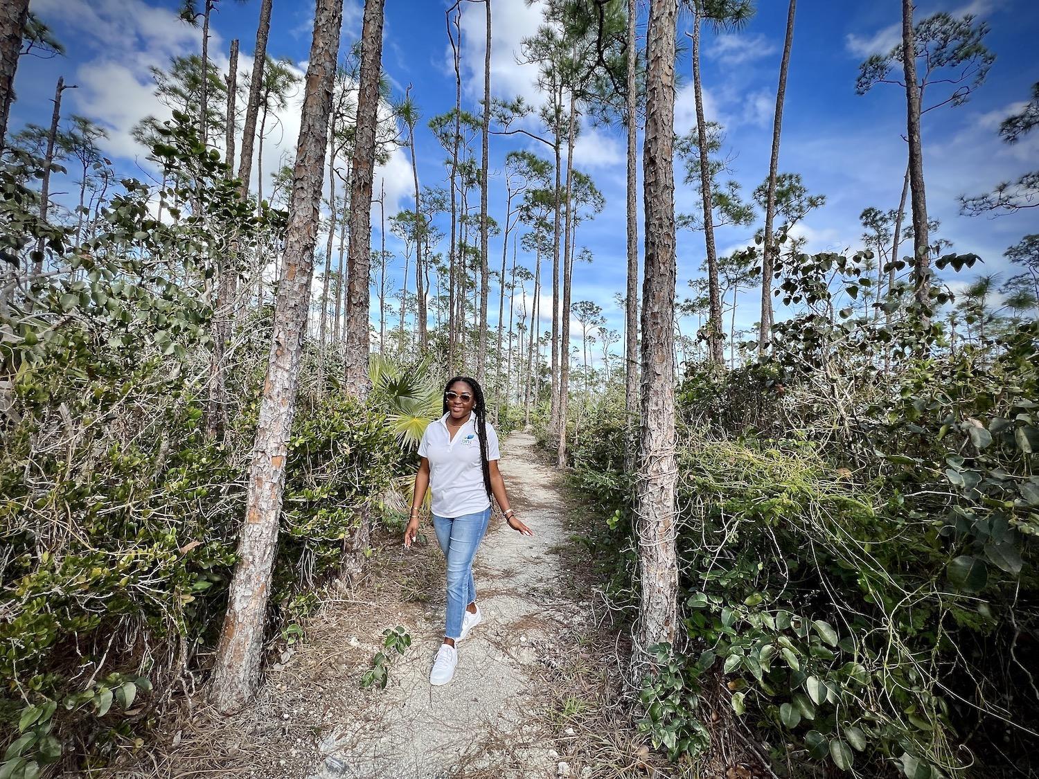 At the Rand Nature Centre, education officer Ann-Marie Carroll strolls in the Caribbean pine forest.