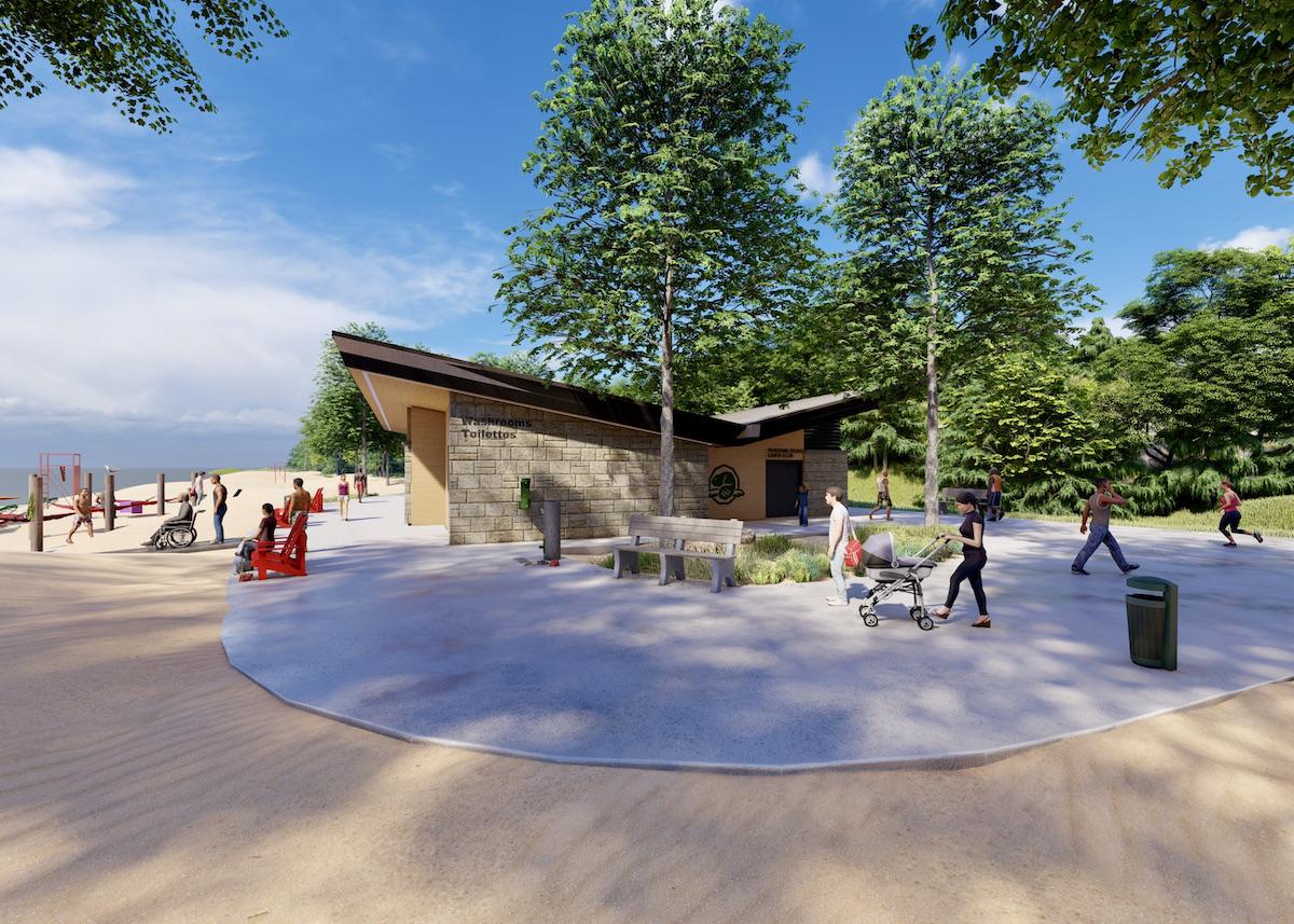 A proposed washroom on the beach at Rouge National Urban Park.