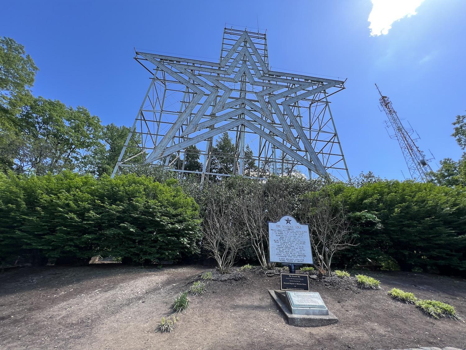 The Roanoke Star looms over the city and is also on the National Register of Historic Places.