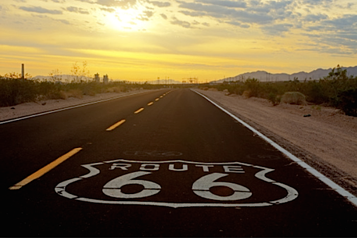 Riding Into a Route 66 Sunset/San Bernardino County