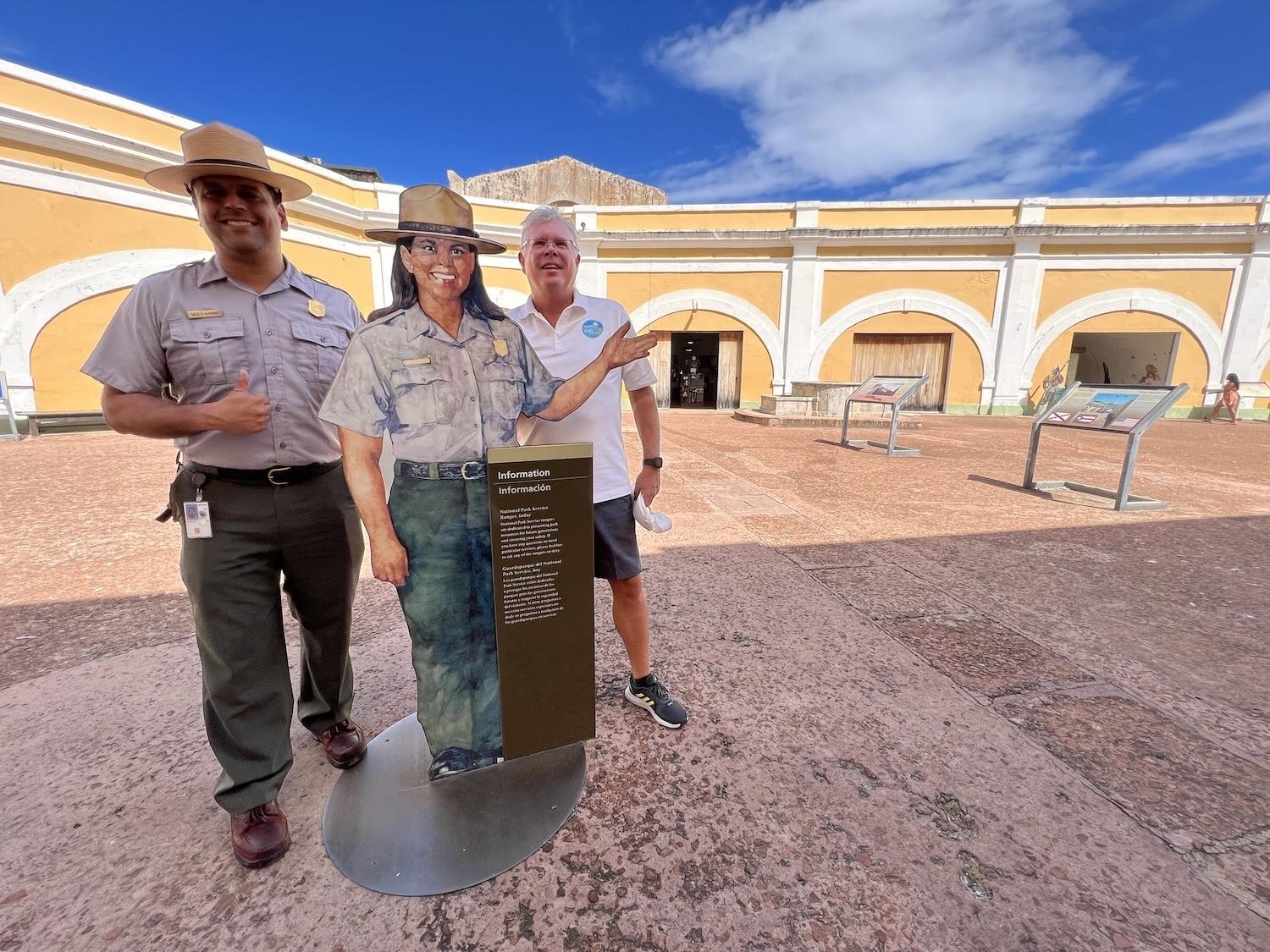 At San Juan National Historic Site's El Morro, ranger Carlos Almodóvar is the head of interpretation. Mike Gillespie, right, founded the Friends of San Juan National Historic Site.