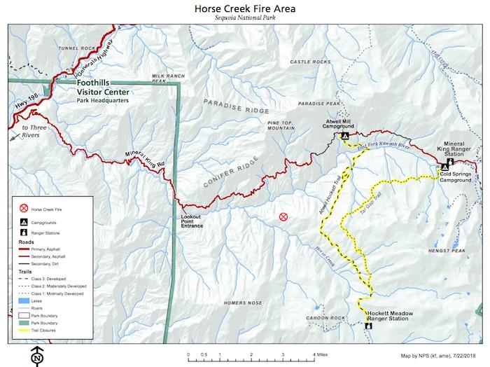 Horse Creek Fire locator map, Sequoia National Park/NPS