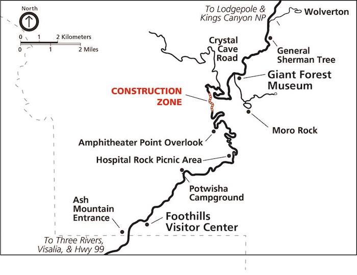 Road construction map in Sequoia National Park/NPS