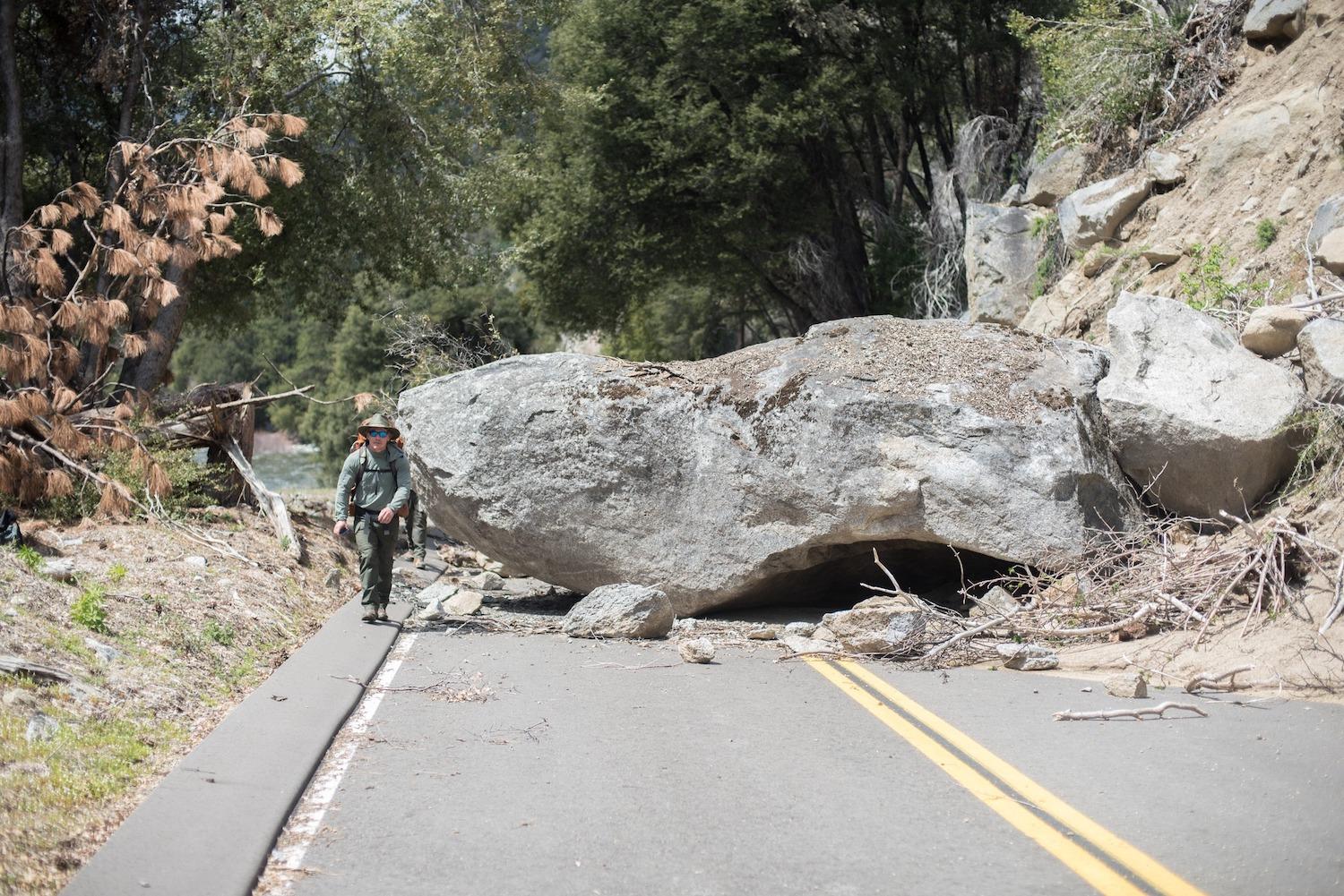 Landslides, and rock slides, closed some Sequoia National Park Roads/NPS photo, April 27, 2023