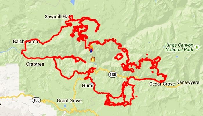 Map of the Rough Fire, September 9, 2015