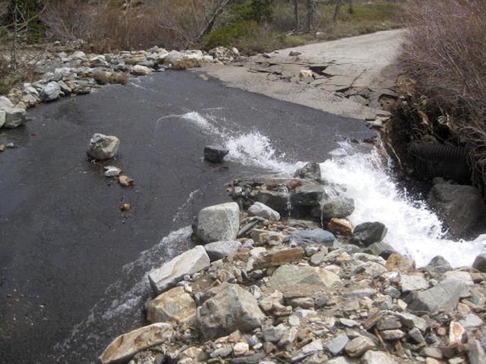 Road overwash occurs in Sequoia National Park when culverts fail due to deferred maintenance/NPS