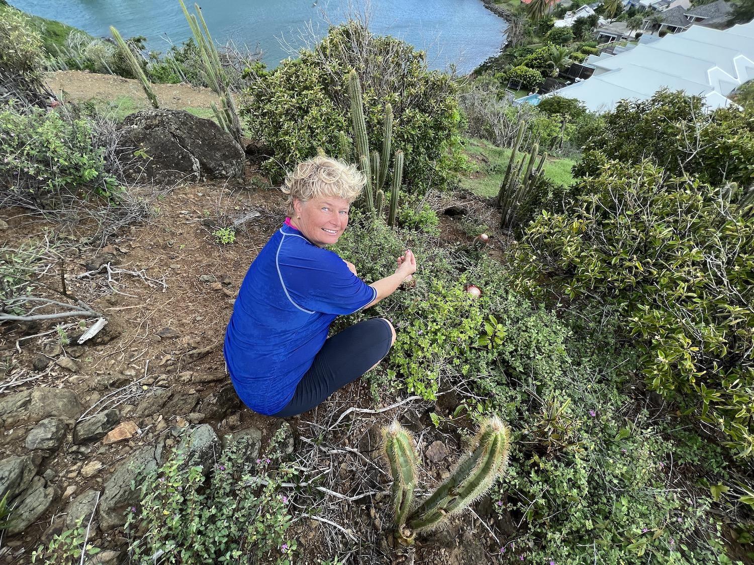 Rikke Bachmann Speetjens, a guide with Seagrape Tours, shows off the biodiversity of Babit Point.
