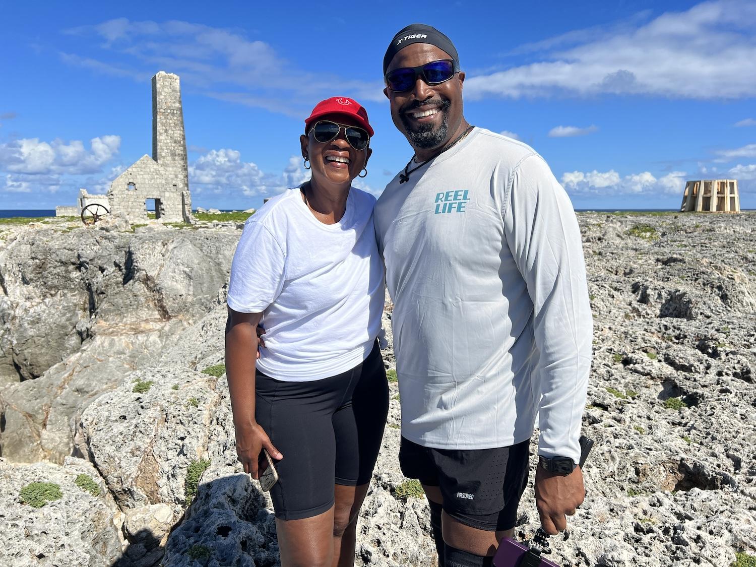Sherry and Freager Sanders, retirees from Virginia, visit Sombrero Island with the Anguilla National Trust.