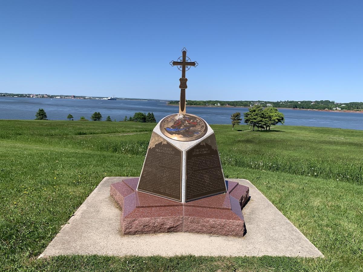 The Acadian Odyssey Monument commemorates the tragic expulsion of Acadians from P.E.I. in 1758.