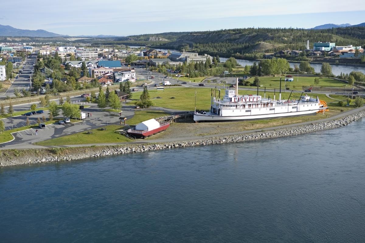 A 2007 aerial shot of the S.S. Klondike National Historic Site.