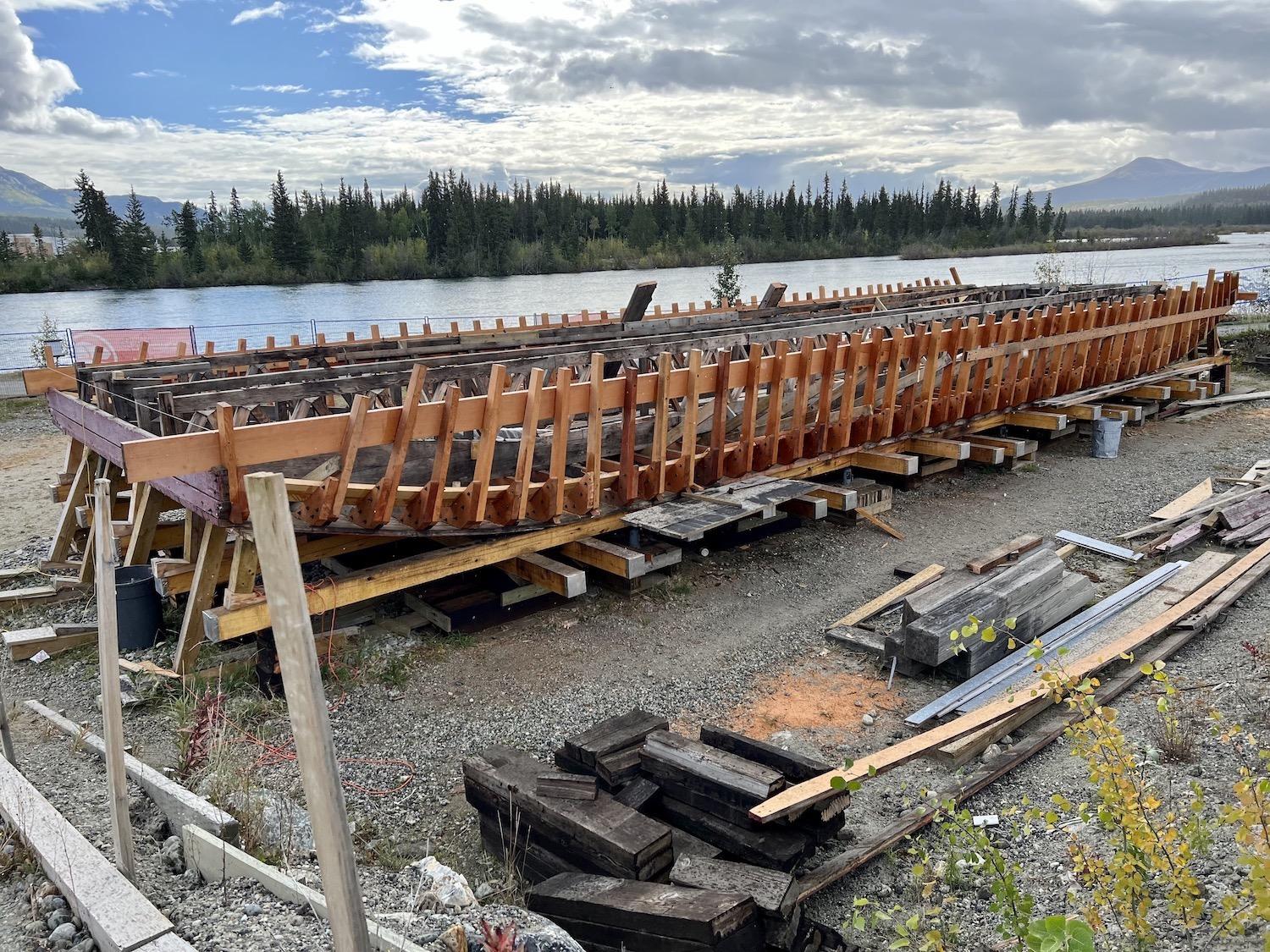 Shipwright Terry Karlsen and his crew are diligently rebuilding the Atlin Barge.