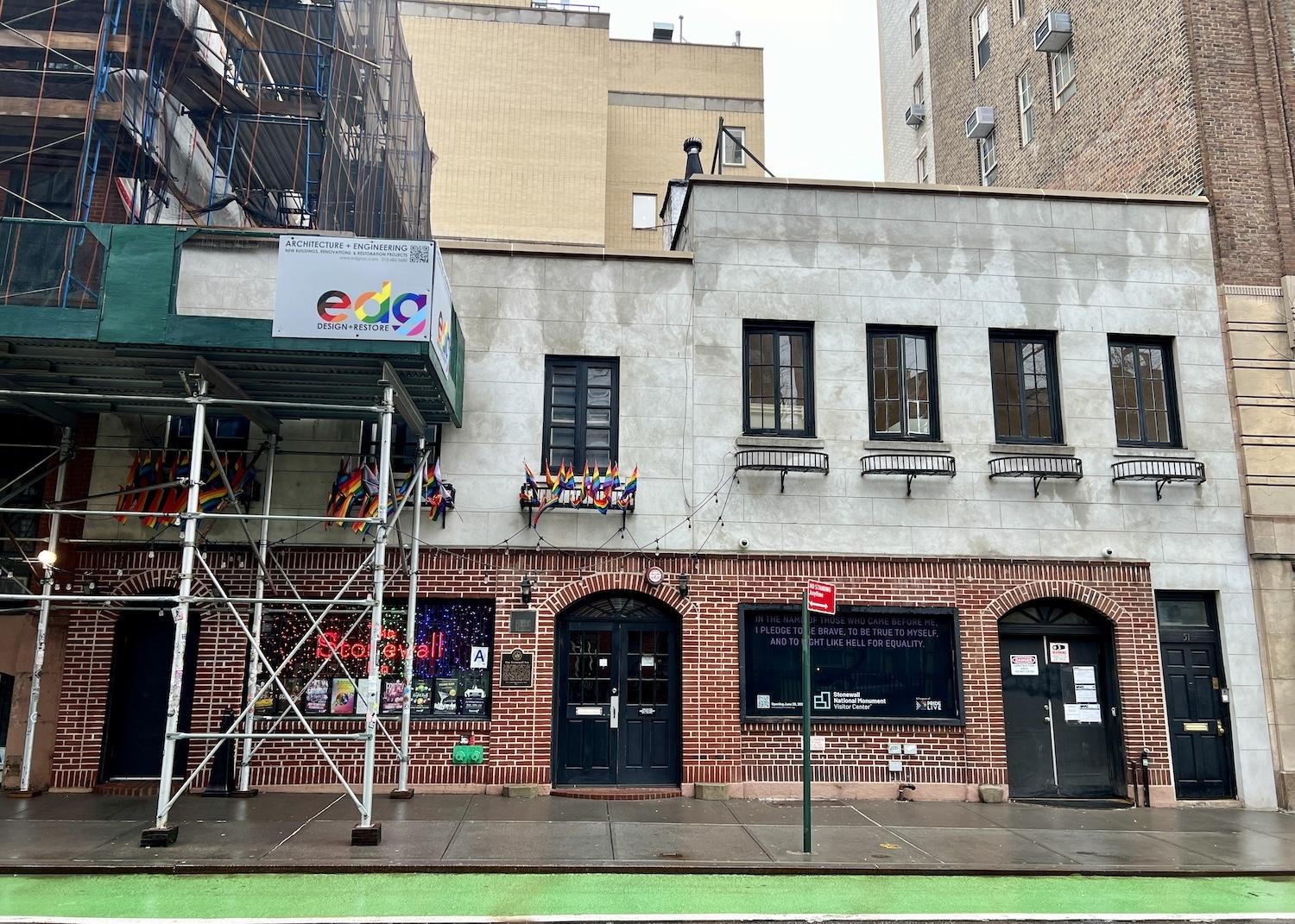 A view of construction for the Stonewall National Monument Visitor Center (to the right of the Stonewall Inn) as of January.