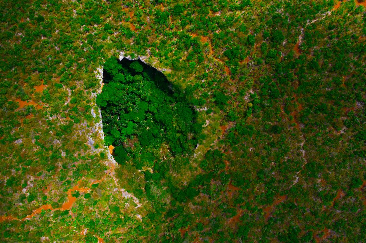 Darby Cave is actually a vegetation-filled sinkhole in Two Foot Bay National Park.