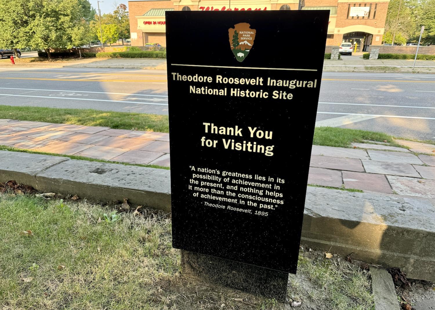 Theodore Roosevelt Inaugural NHS shares some of the president's famous quotes with those who walk by on Delaware Avenue.