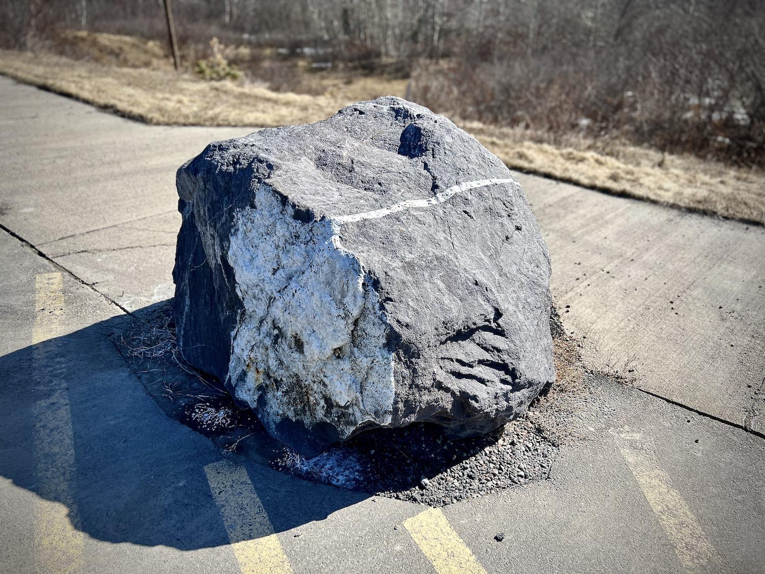 When Parks Canada built a roadside rest stop, it made sure to save this interesting boulder.