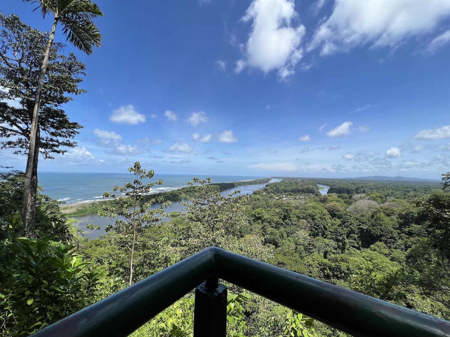 A view of the Caribbean Sea, Rīo Tortuguero, Tortuguero National Park and canals from Tortuguero Hill's observation platform/Jennifer Bain