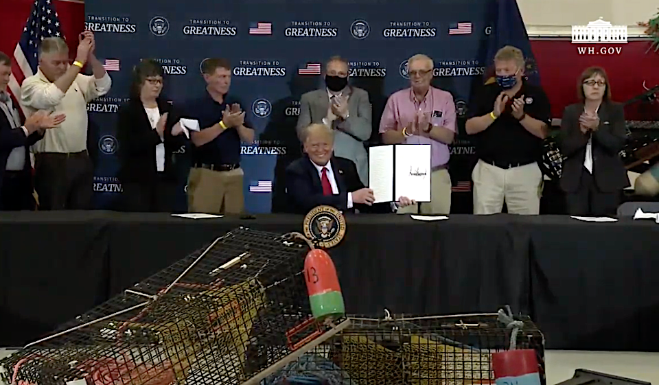 President Trump traveled to Maine on Friday to open up the Northeast Canyons and Seamounts National Monument to fishing.