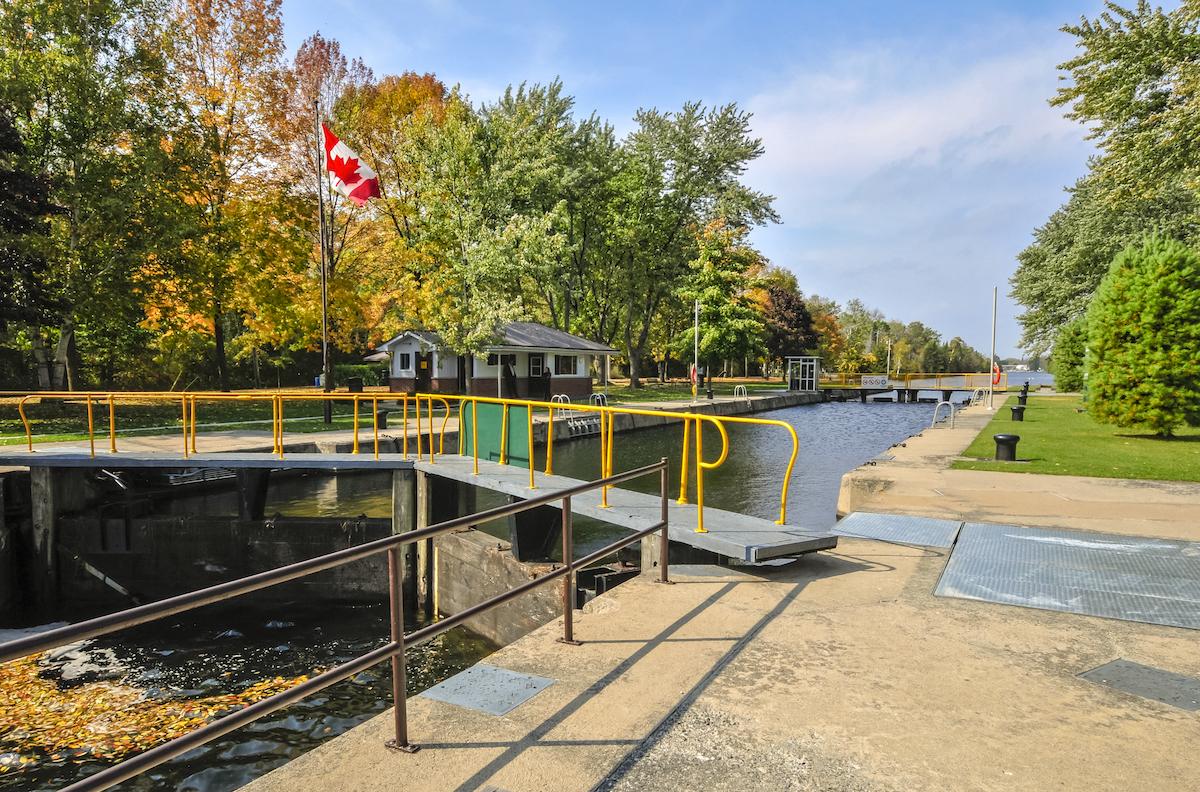 A lockstation on the Trent-Severn Waterway National Historic Site.