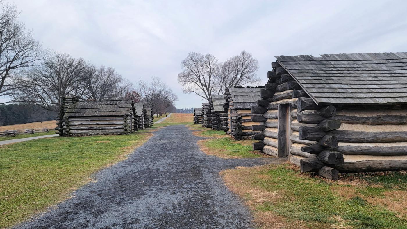 Soldiers' huts at Valley Forge.