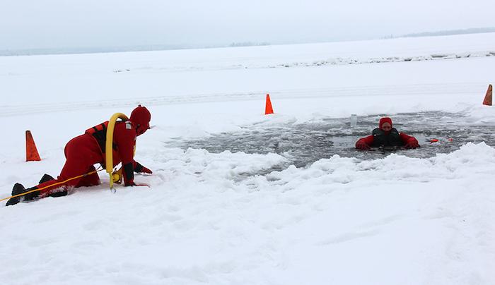 Park staff, along with local agencies, conduct yearly training on ice rescues to be prepared for the unexpected.
