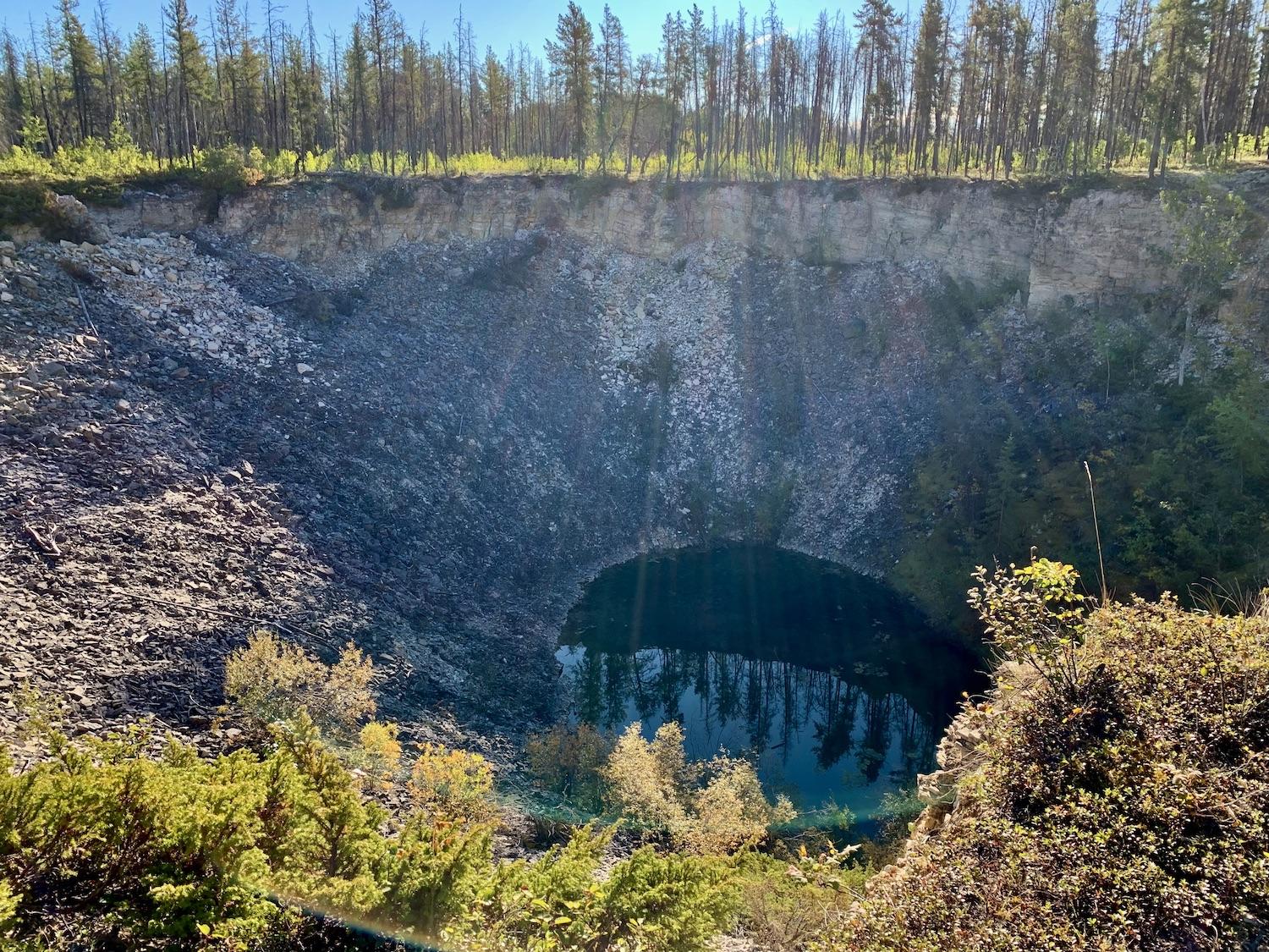 The Angus Sinkhole has interpretive signs and a chain-link fence to keep people safely away.