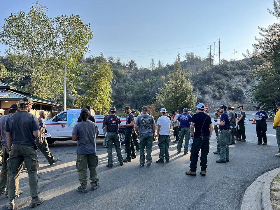 Fire crews from multiple agencies gather for the morning fire brief,Whiskeytown National Recreation Area / NPS