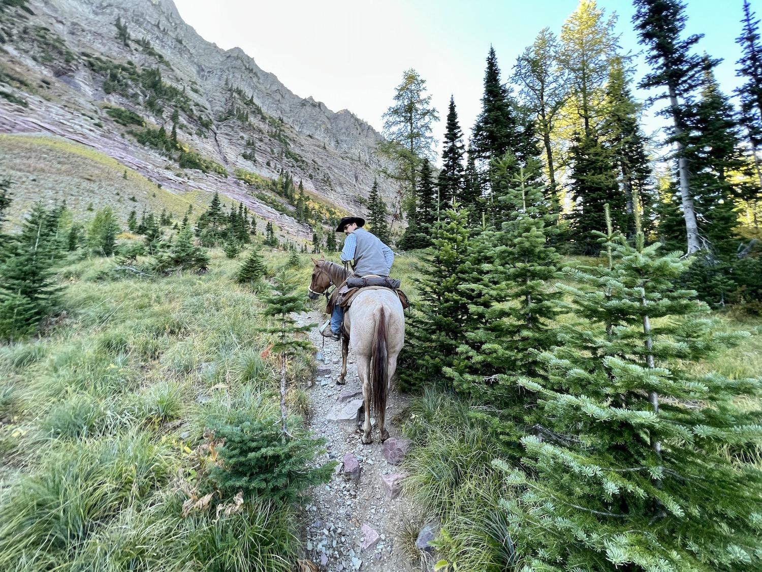 Josh Watson, from Alpine Stables, leads us to Twin Lakes in Waterton Lakes National Park.