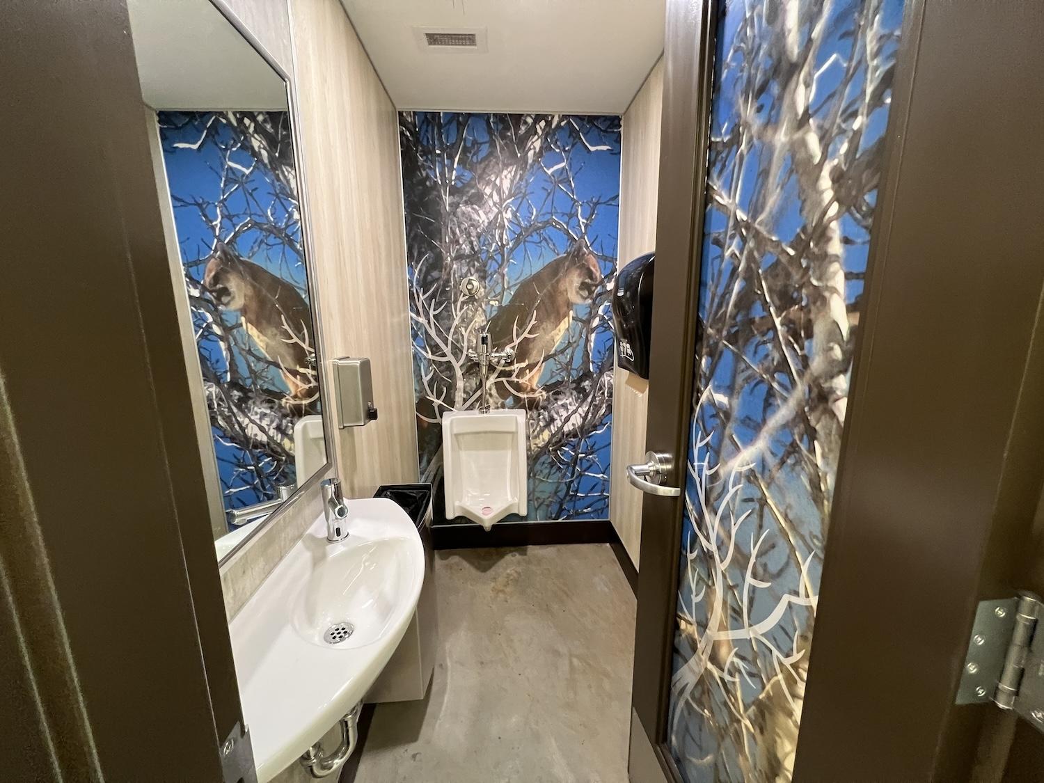 This bathroom stall at Waterton Lakes National Park's visitor centre celebrates cougars.