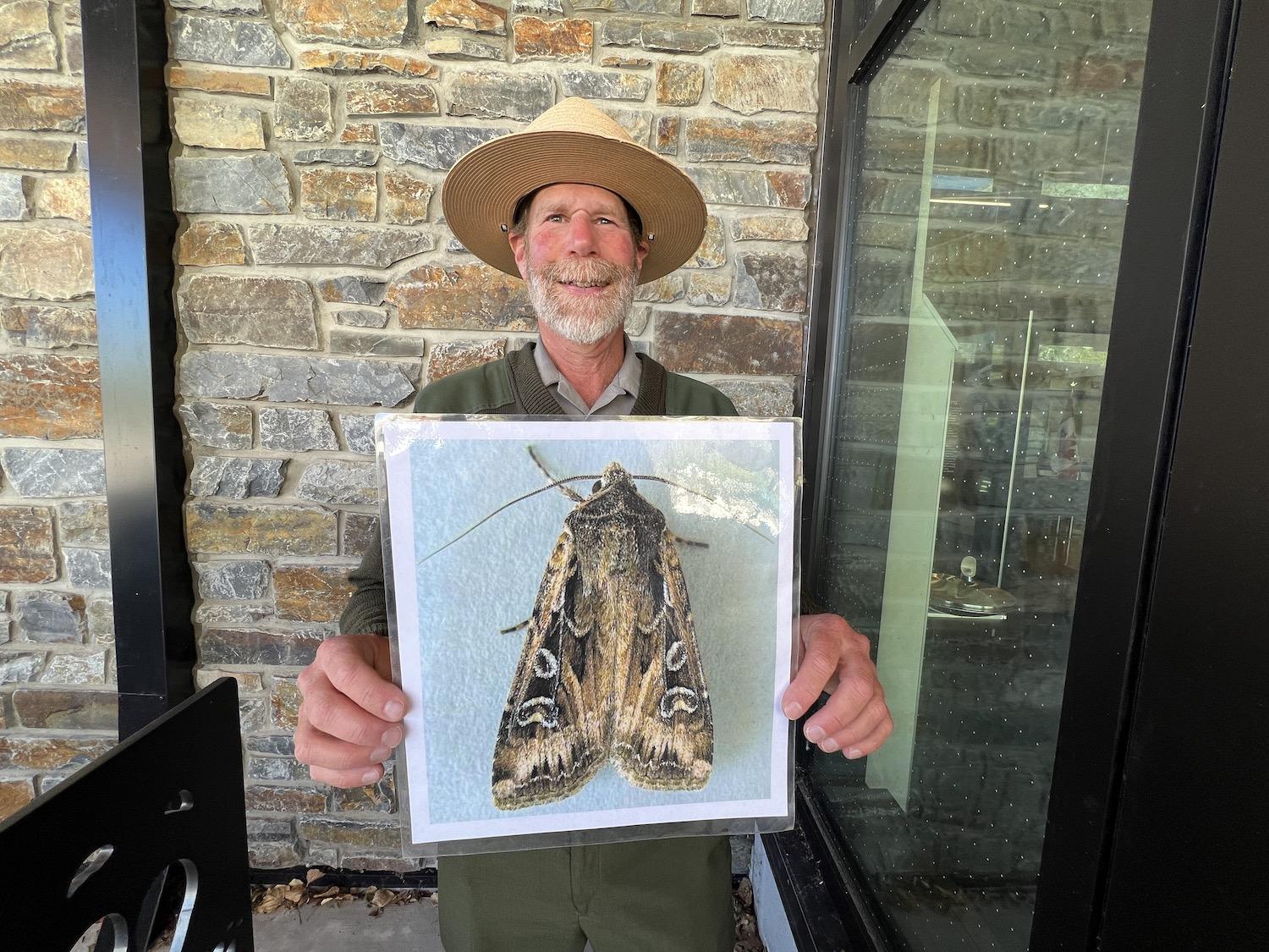 While at the Waterton Lakes National Park visitor center, Glacier National Park ranger Frank Jahn talks about how grizzlies love to eat army cutworm moths in his Montana park.