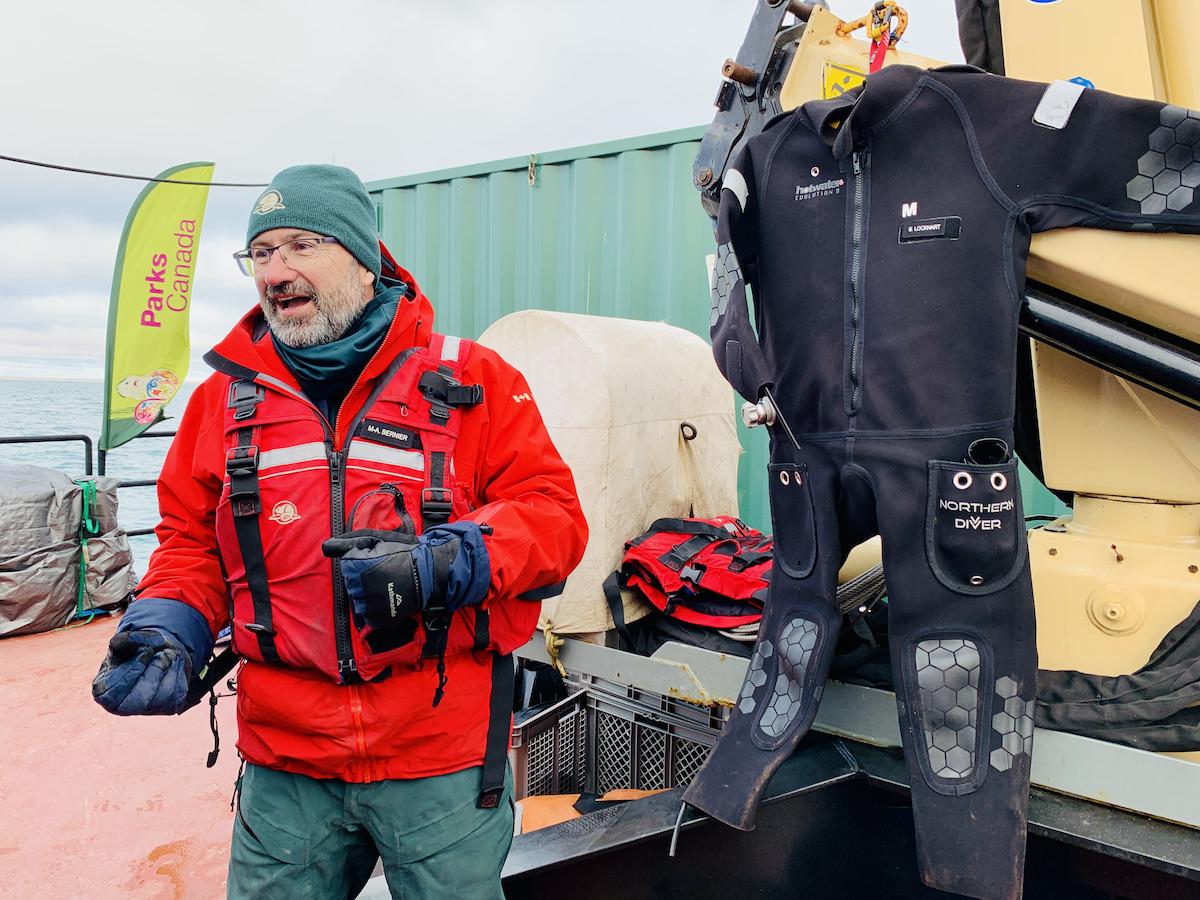 Parks Canada's Marc-André Bernier in 2019 while diving to the HMS Erebus.