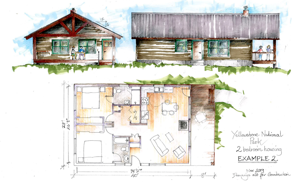 Several designs have been prepared for new employee housing at Yellowstone/NPS