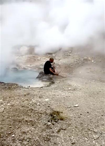 Man might have dipped his feet into Beryl Spring at Yellowstone/ViralHog