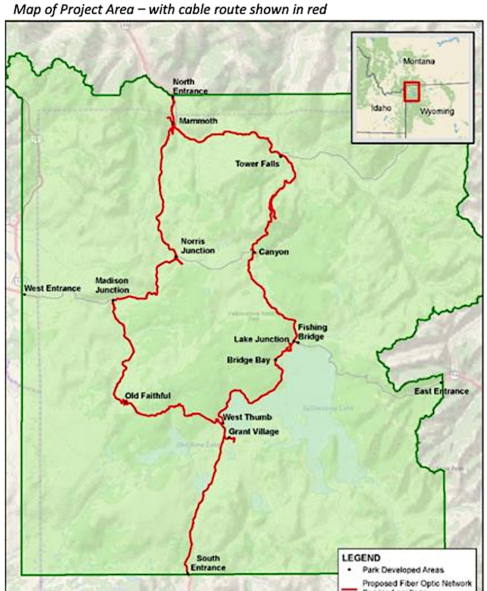 Yellowstone officials are seeking public comment on a proposal to bury fiber optic cable throughout the park's main road system/NPS file
