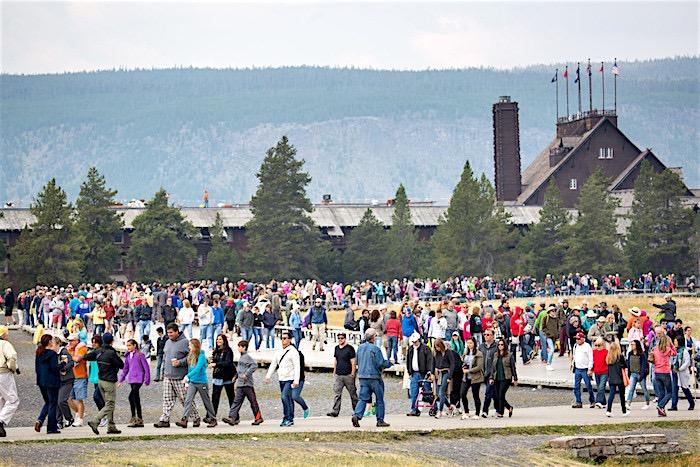 Crowds at Old Faithful in Yellowstone National Park/NPS
