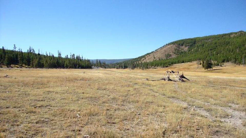 This ground near the Fairy Falls Trailhead was turned into the temporary parking area in 2017/NPS file