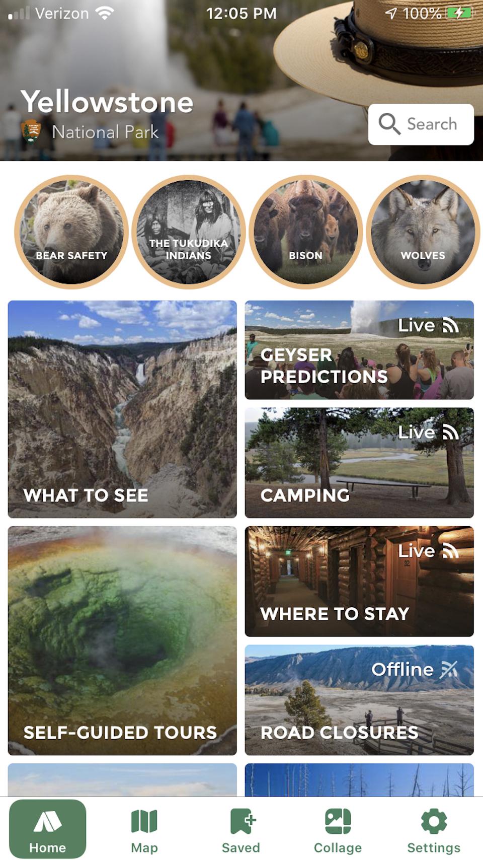yellowstone self guided tour app