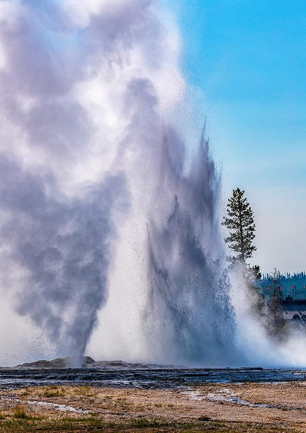 Columns of steaming water at Grand and Turban Geysers, Yellowstone National Park / Rebecca Latson