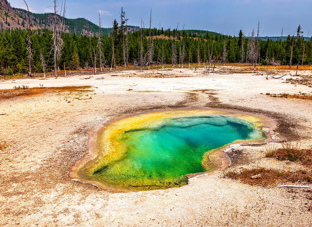 Ripples in a thermal pool at Biscuit Basin, Yellowstone National Park / Rebecca Latson