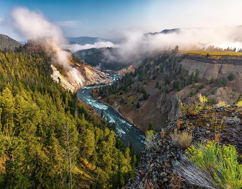 Calcite Springs and the Yellowstone River below, Yellowstone National Park / Rebecca Latson