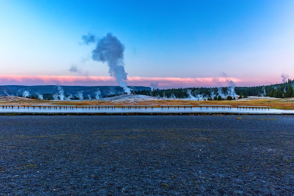 Before the crowds at Old Faithful, Yellowstone National Park / Rebecca Latson