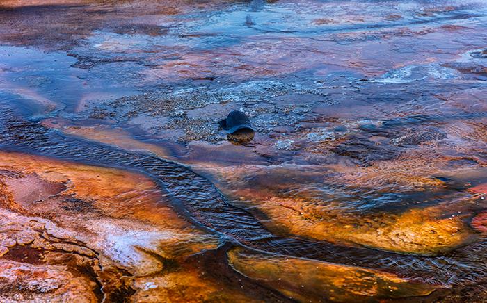 A hat in the bacterial mat, Yellowstone National Park / Rebecca Latson