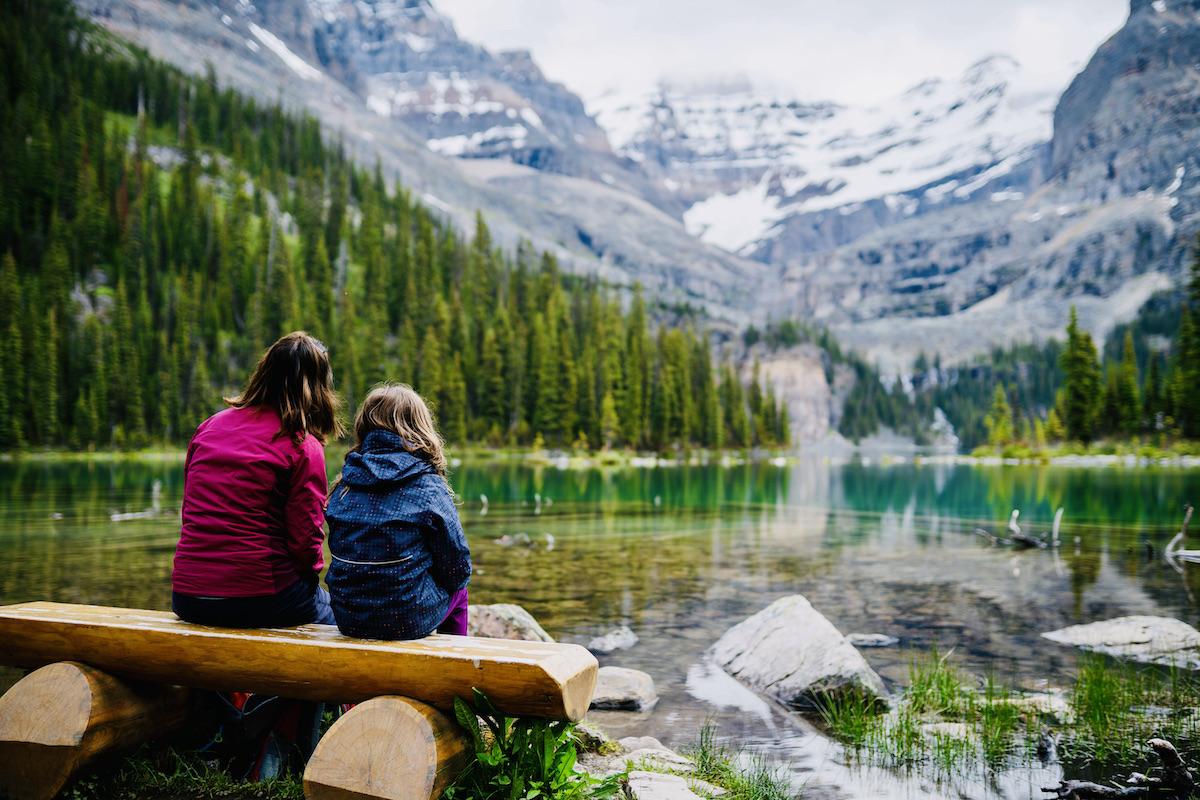 Admiring one of the lakes in the Lake O'Hara area of Yoho National Park. Admiring one of the lakes in the Lake O'Hara area of Yoho National Park.