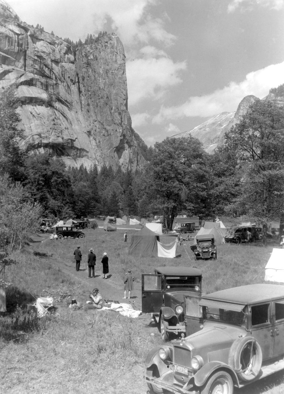 Visitors returned in force to national parks after the 1918 flu pandemic, and they exacted environmental damage on some, such as Stoneman Meadow at Yosemite National Park by camping on it/NPS