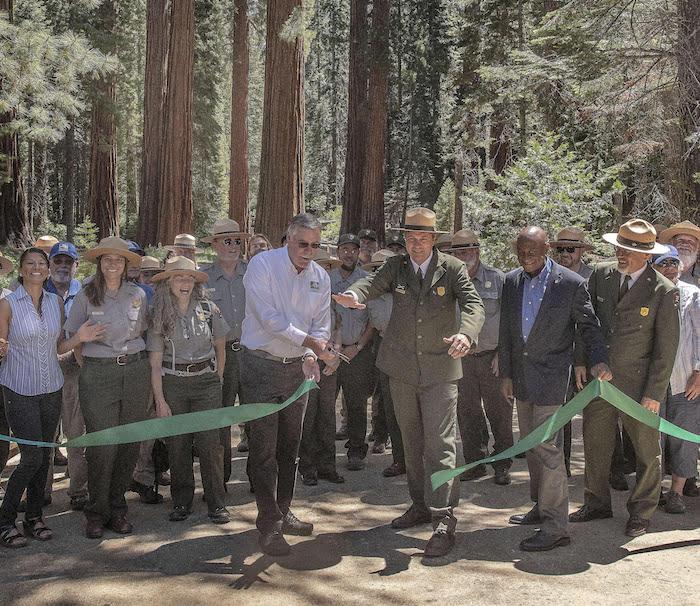 Ribbon cutting to mark dedication of reopening of the Mariposa Grove of Giant Sequoias/NPS