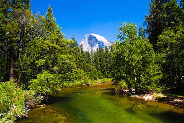 Half Dome and the Merced River in spring/Scenic Wonders