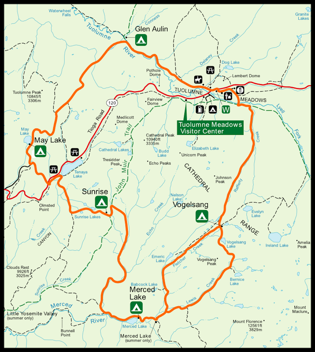 A loop trail connects the five camps/James C. Heaphy IV A loop trail connects the five camps/James C. Heaphy IV