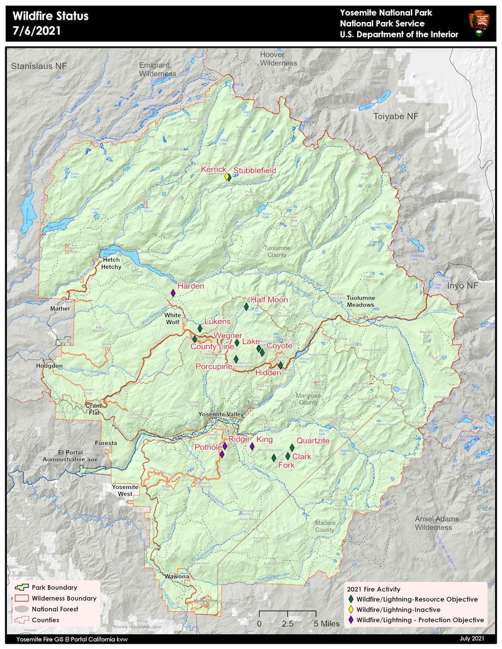 Recent thunderstorms sparked at least 18 wildfires in Yosemite National Park/NPS