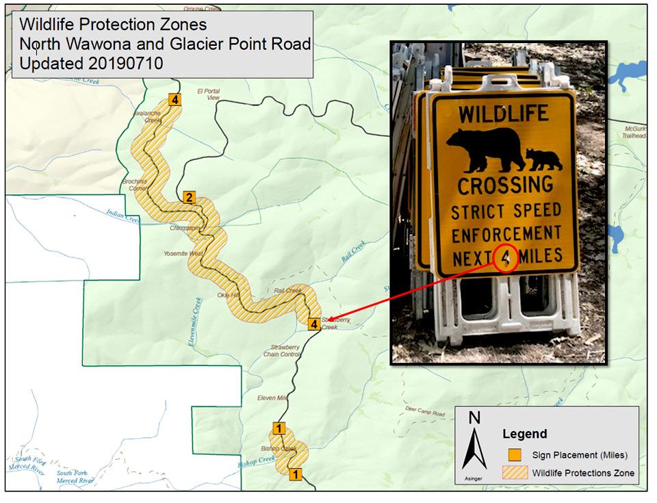 Yosemite National Park staff has designated "Wildlife Protection Zones" in the park with hopes of reducing vehicle-wildlife collisions/NPS
