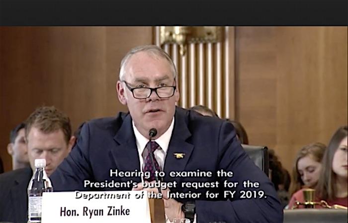 Secretary Zinke testifying before Senate Energy and Natural Resources Committee